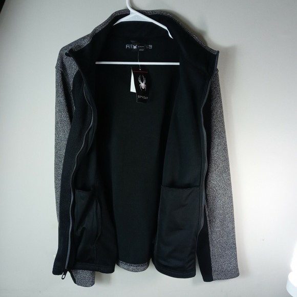 Spyder Black & Gray Stand Collar Zip Front Jacket Men's NWT Size Medium - Picture 7 of 11